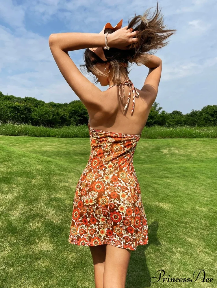 Passionate Halter Patterned Blossom Vacation Dress - Image 2