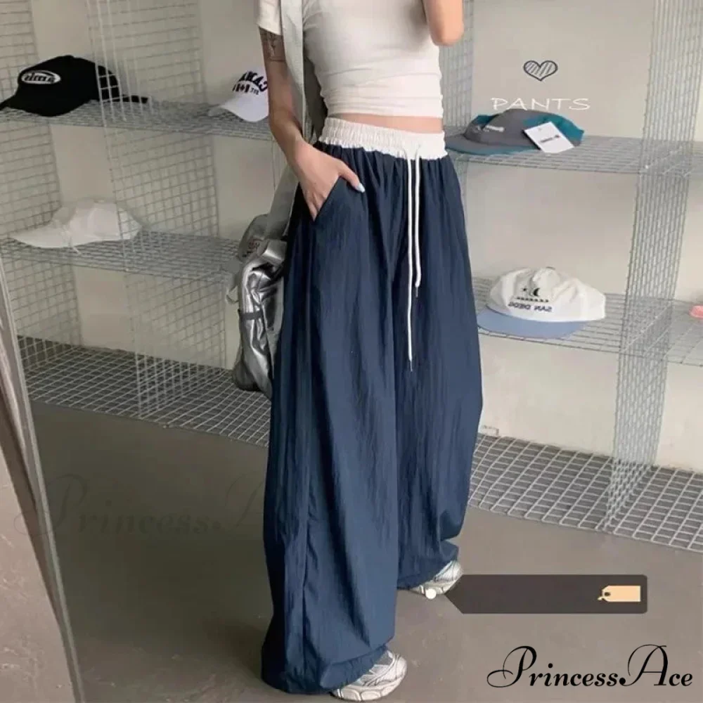 Patchwork Broad Leg Informal Drape Straight Pant - Image 2