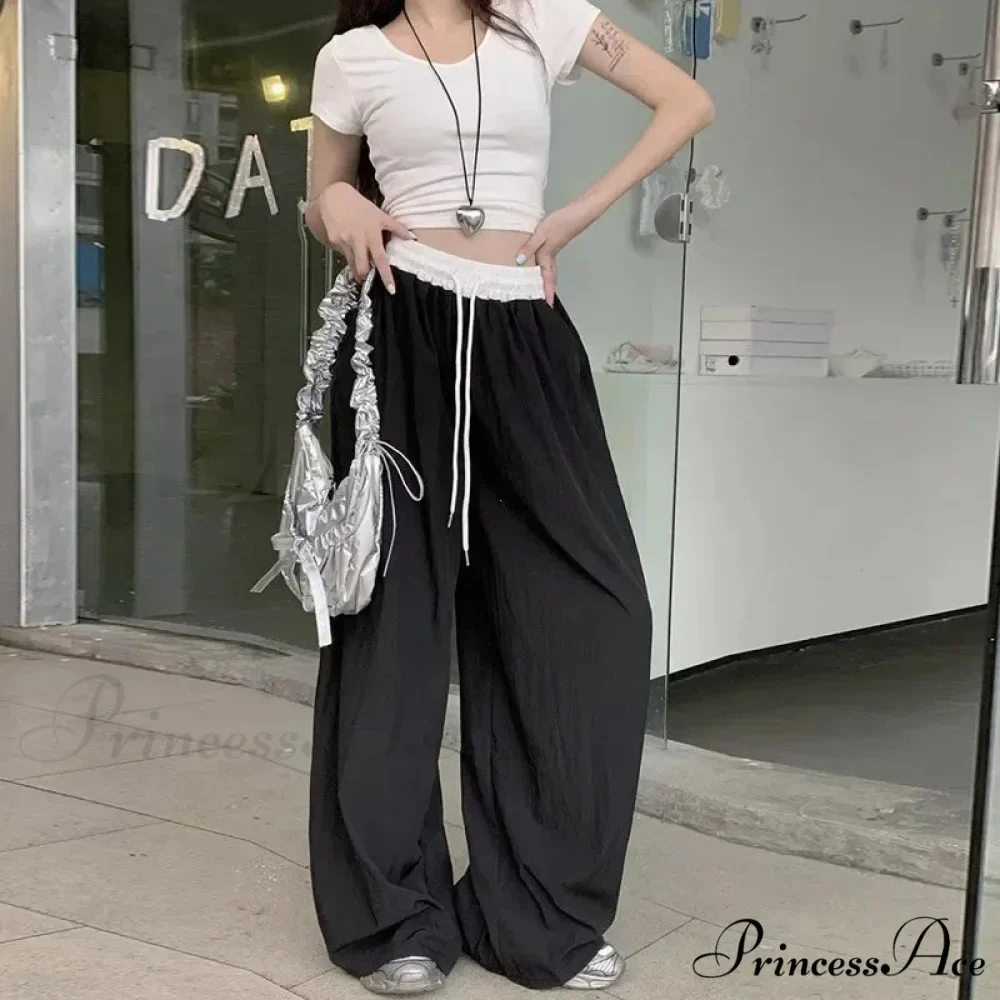 Patchwork Broad Leg Informal Drape Straight Pant - Image 3