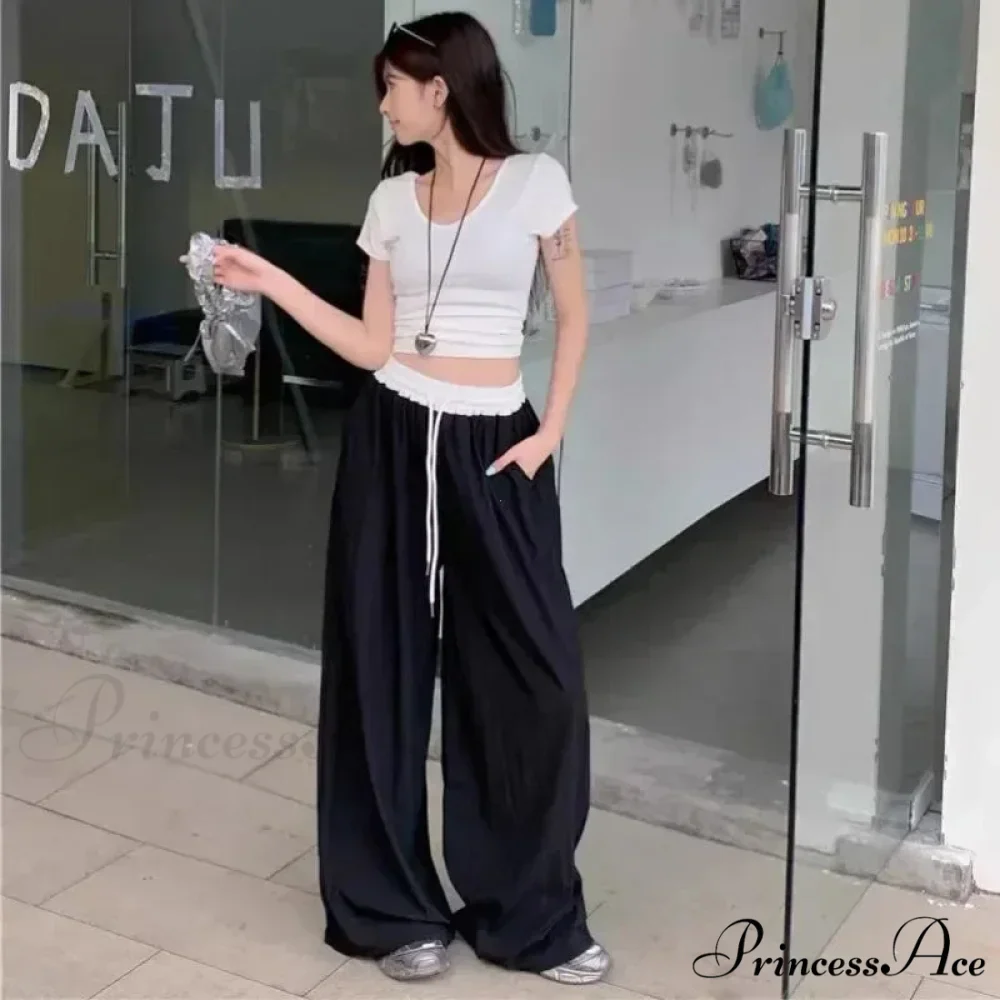 Patchwork Broad Leg Informal Drape Straight Pant - Image 4