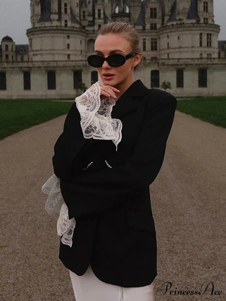 Patchwork Flounce Sleeve Jacket - Image 3