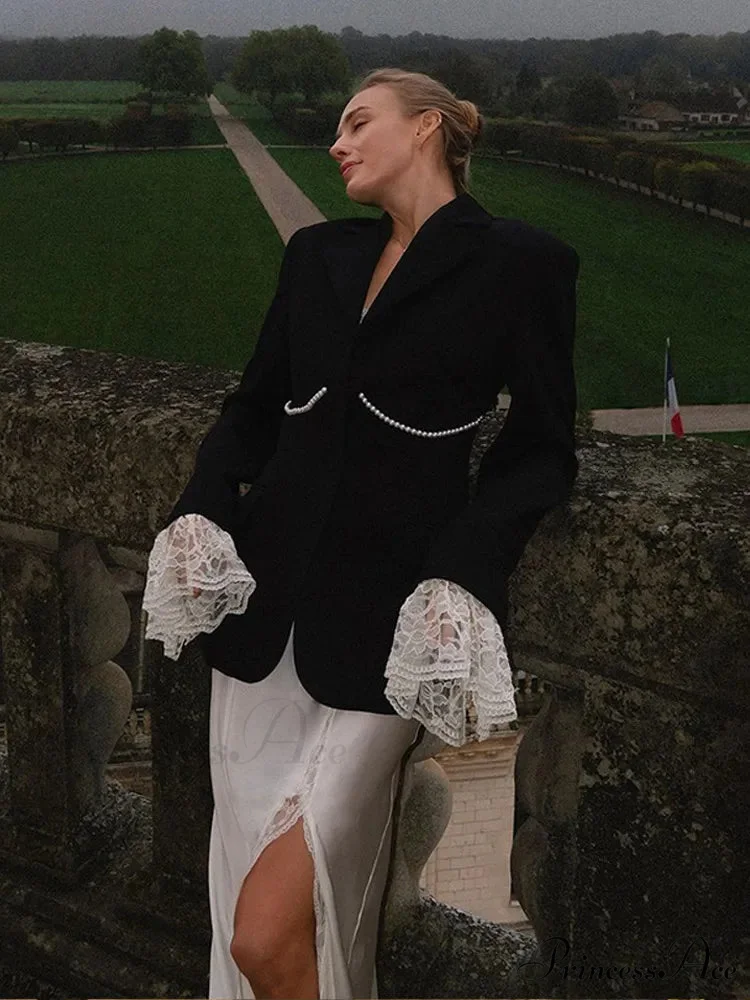 Patchwork Flounce Sleeve Jacket - Image 4