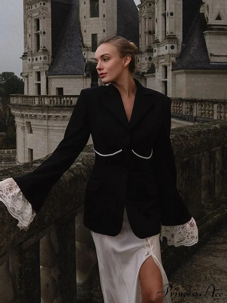 Patchwork Flounce Sleeve Jacket - Image 5