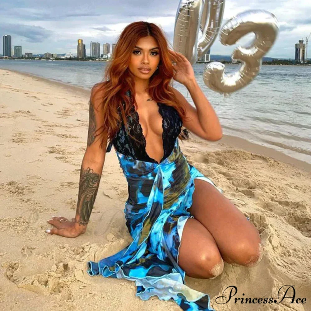 Patchwork Halter Holiday Dress - Image 3