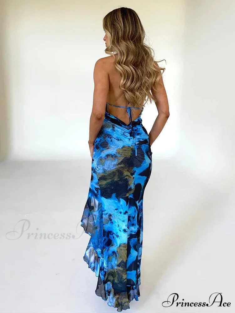Patchwork Halter Holiday Dress - Image 5
