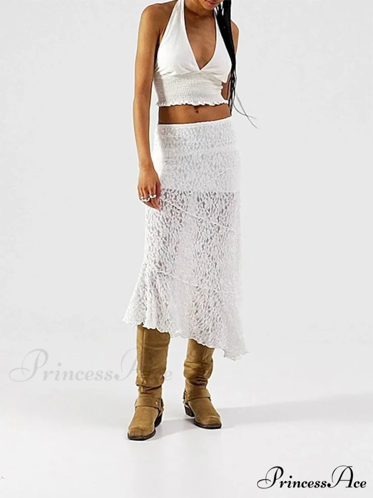 Patchwork Low Waist Summer Long Skirt Informal Skirt - Image 3