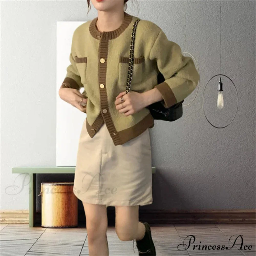 Patchwork Solemn Breasted Knit Prolonged Sleeve Cardigan - Image 5