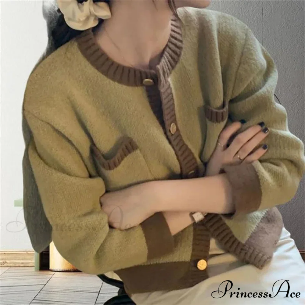 Patchwork Solemn Breasted Knit Prolonged Sleeve Cardigan - Image 6