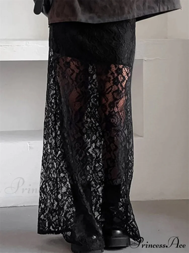 Patchwork Transparent Maxi Skirt