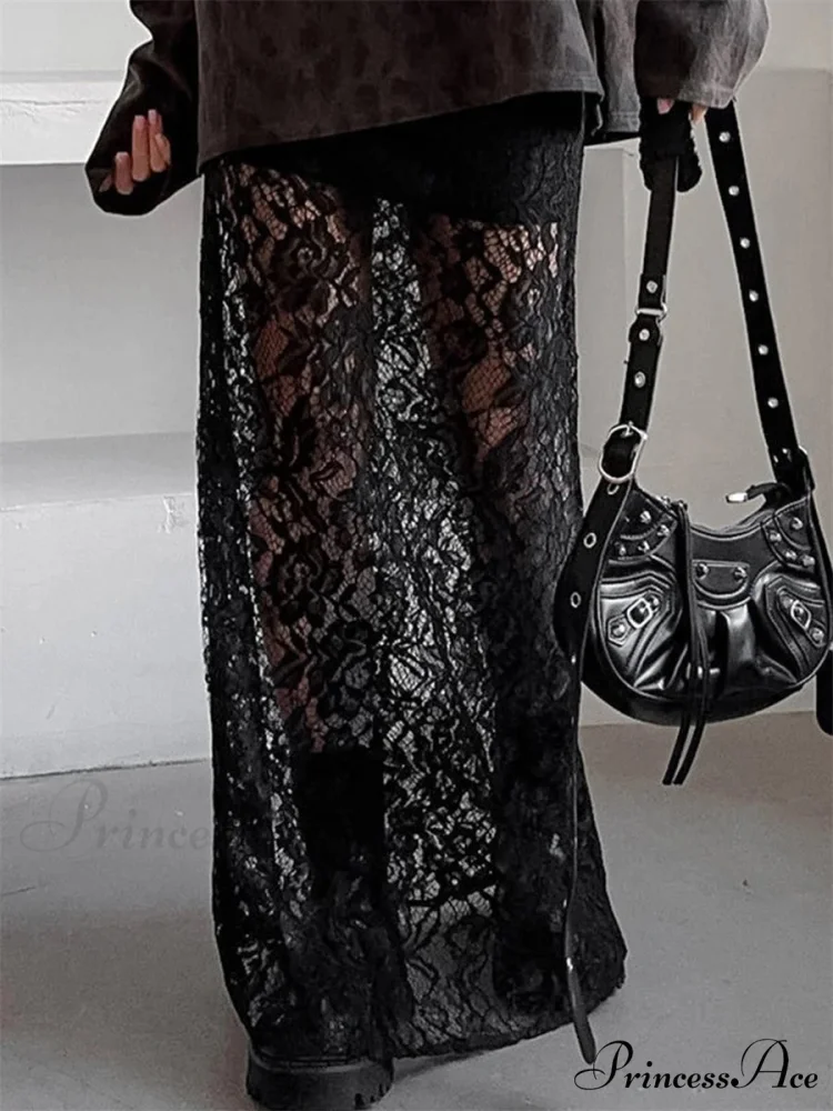 Patchwork Transparent Maxi Skirt - Image 3