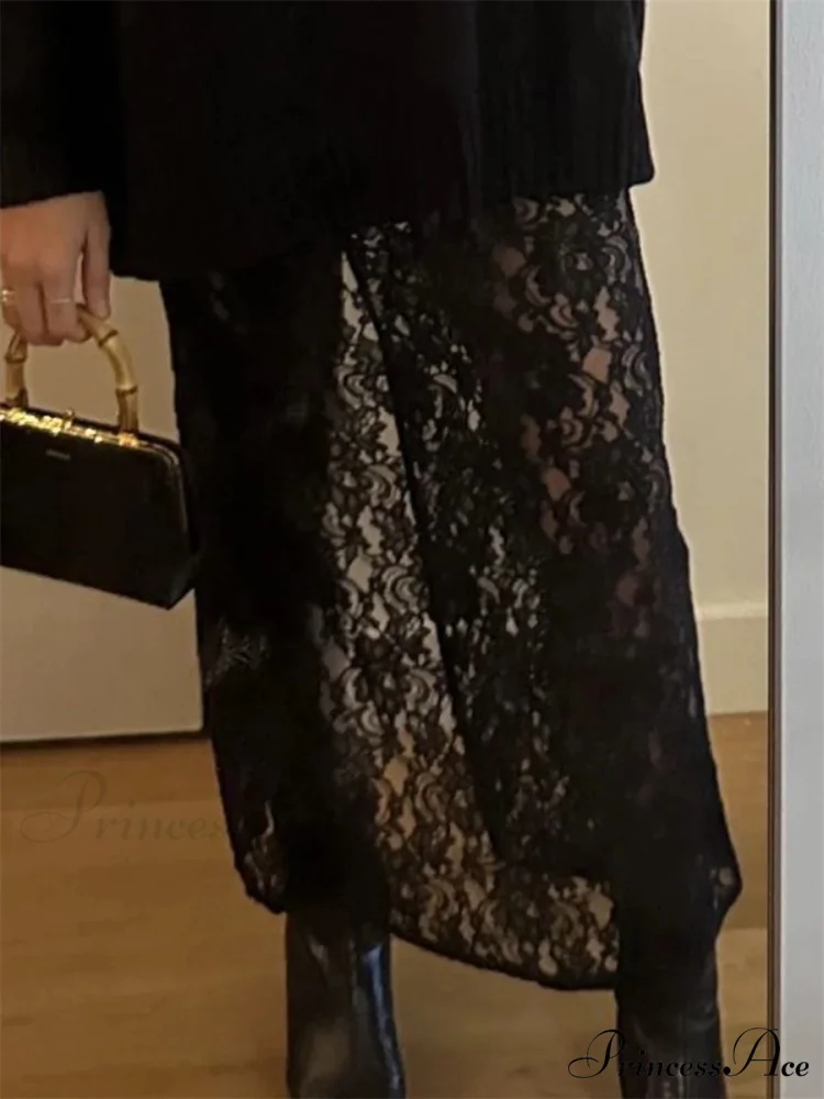 Patchwork Transparent Maxi Skirt - Image 4