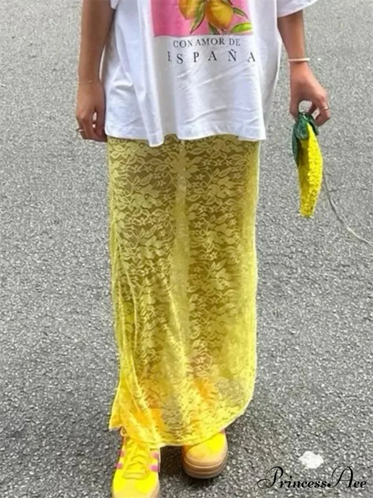 Patchwork Transparent Maxi Skirt - Image 5