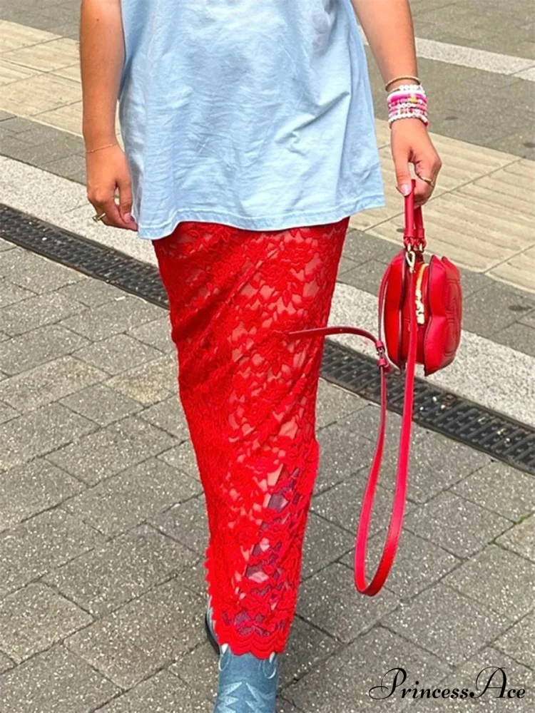 Patchwork Transparent Maxi Skirt - Image 7