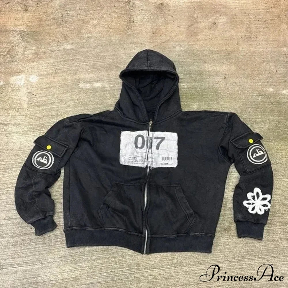 Pattern Zipper Hoodie - Image 8