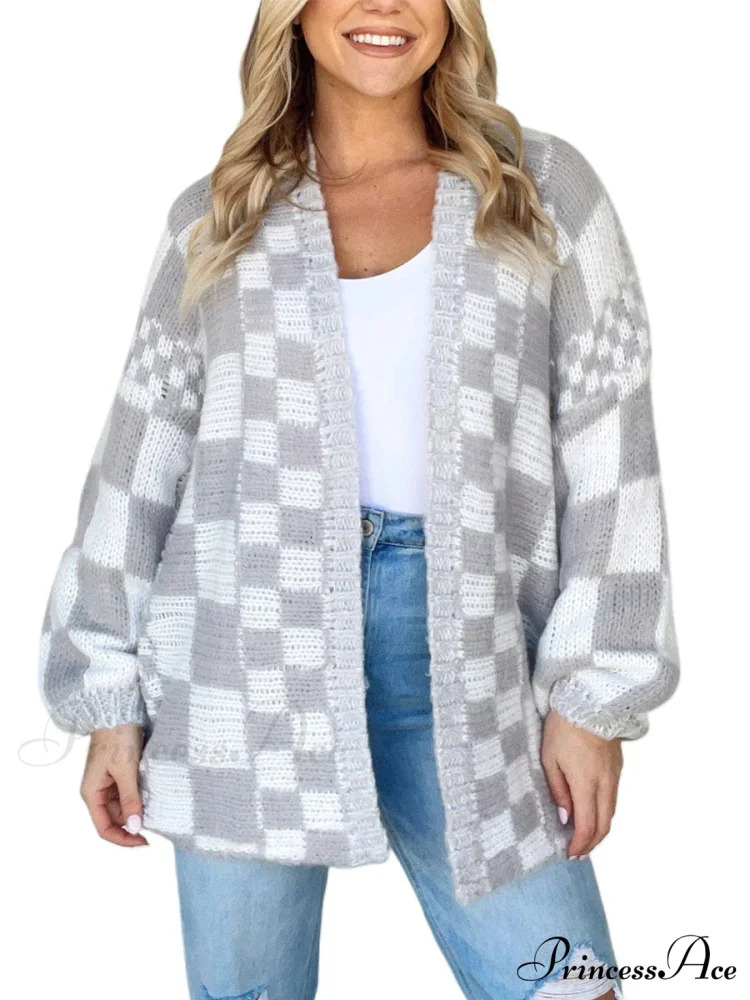 Patterned Baggy Long Sleeve Open Front Cardigan - Image 7