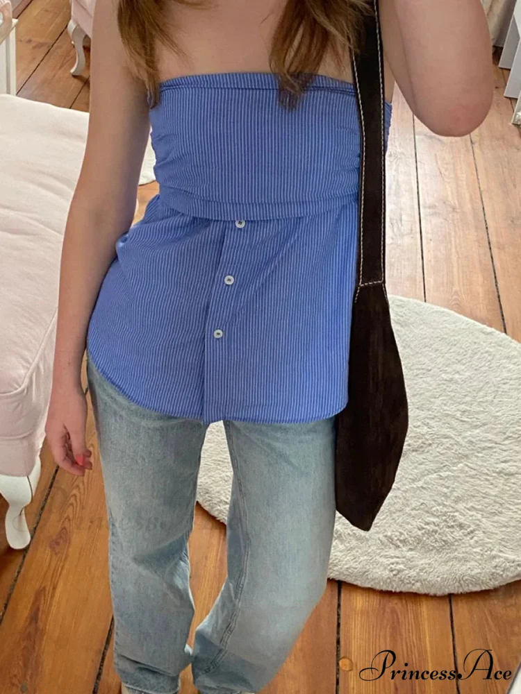 Patterned Bandeau Sleeveless Crop Top - Image 2