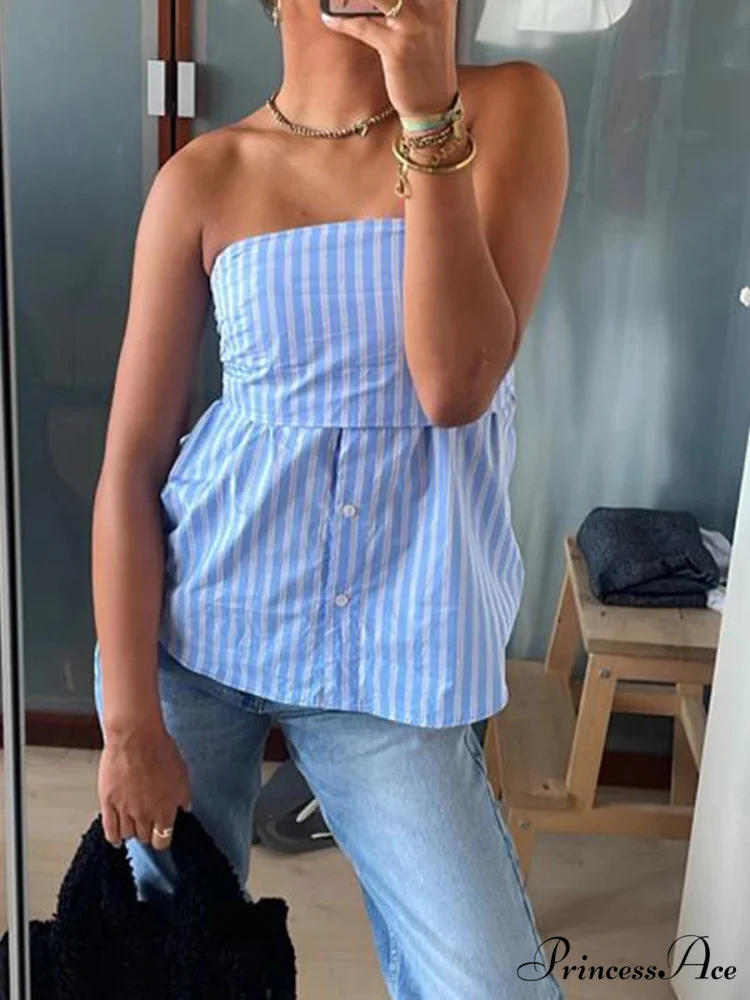 Patterned Bandeau Sleeveless Crop Top - Image 4