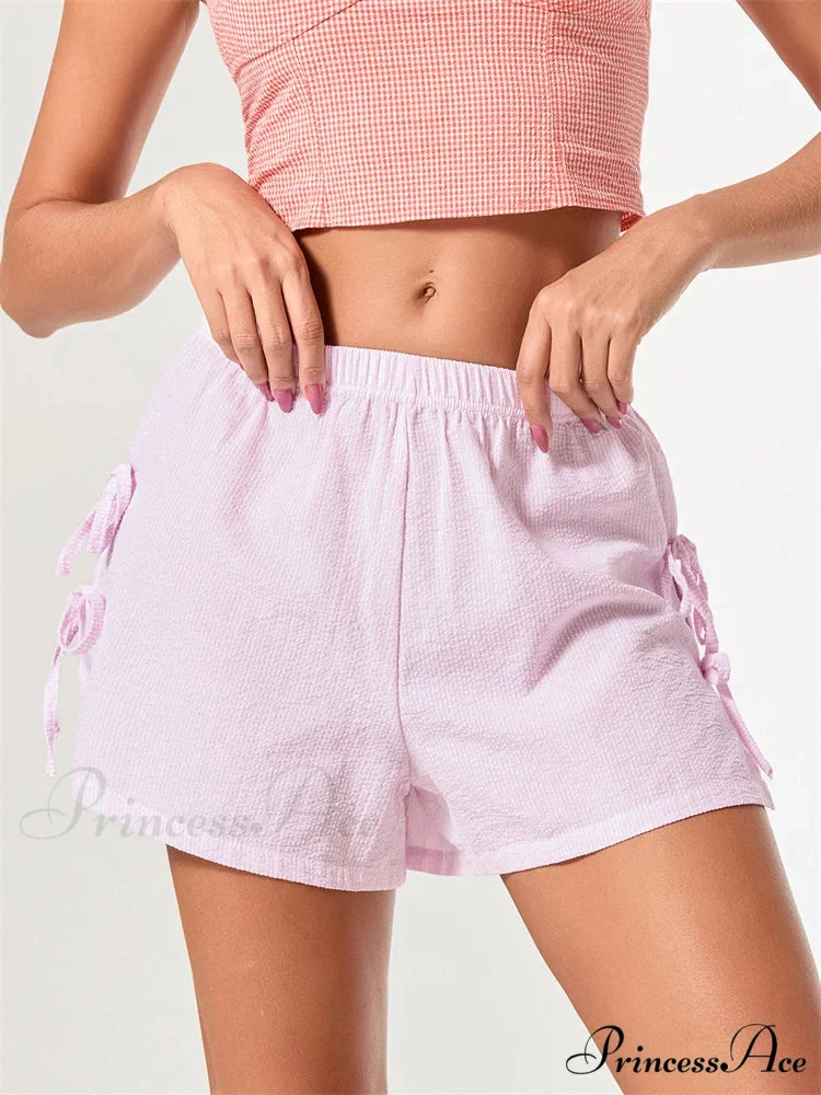 Patterned Bow Fastened Divided Short - Image 2