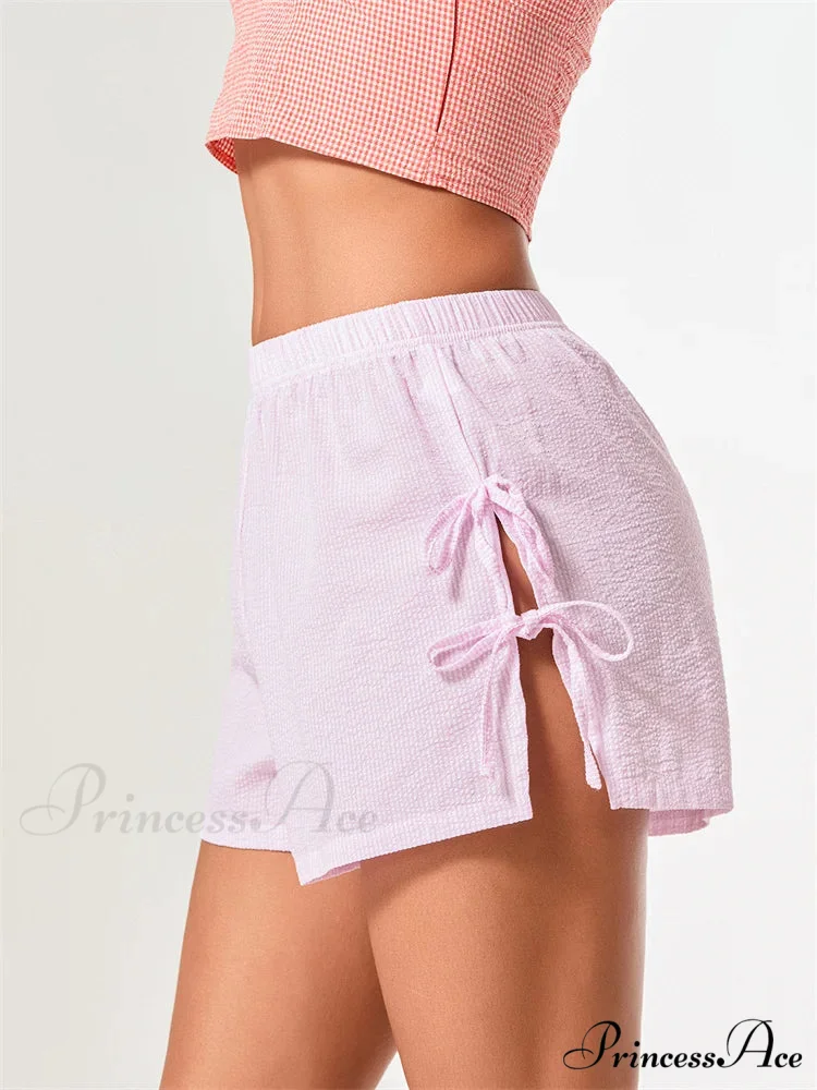 Patterned Bow Fastened Divided Short - Image 4