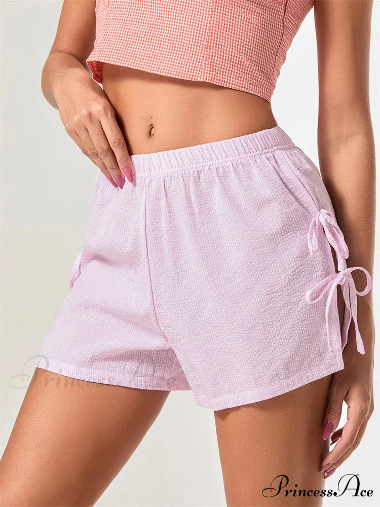 Patterned Bow Fastened Divided Short - Image 5
