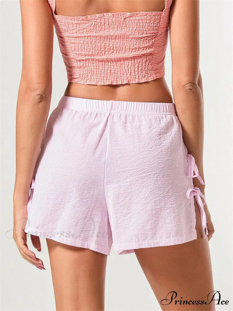 Patterned Bow Fastened Divided Short - Image 6