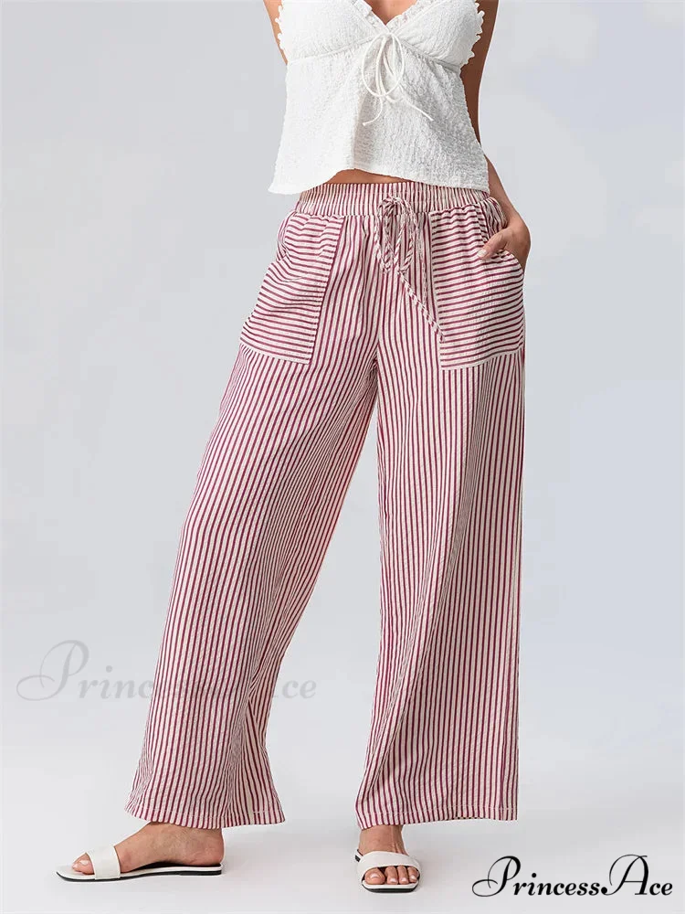 Patterned Broad Leg Flexible Waist Baggy Urban Pant - Image 2