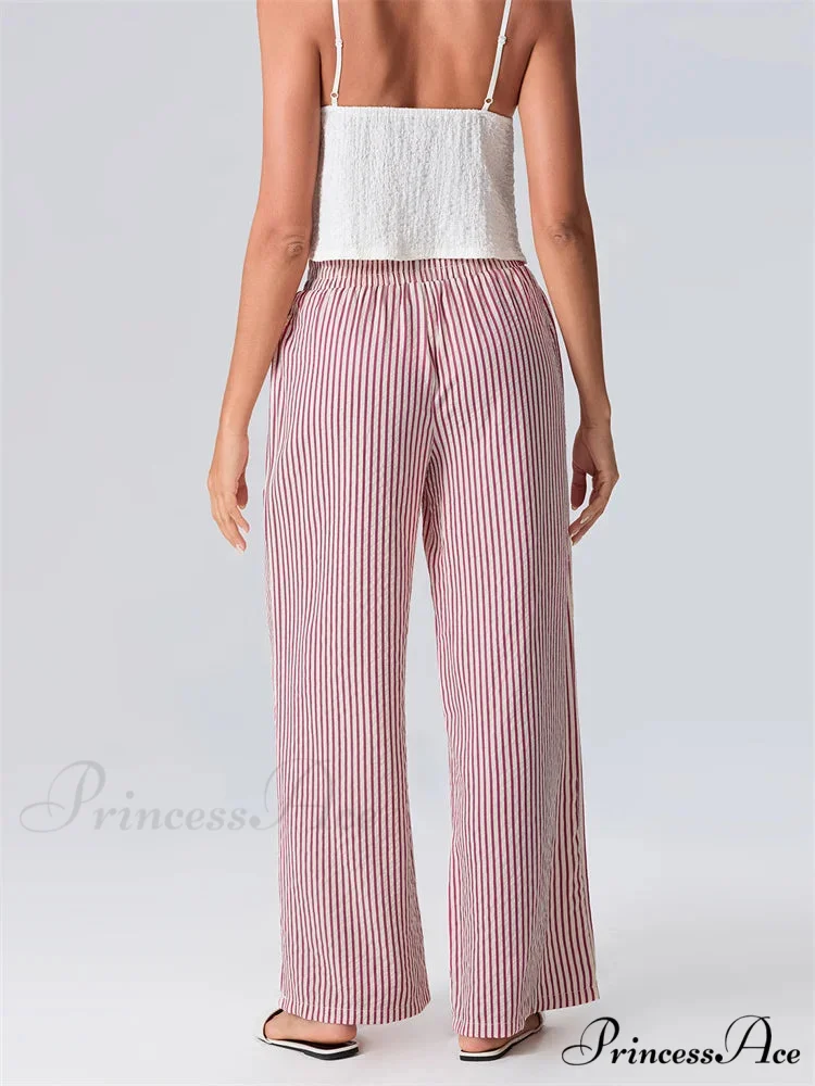 Patterned Broad Leg Flexible Waist Baggy Urban Pant - Image 3