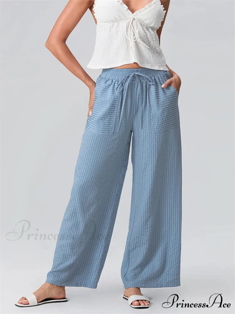 Patterned Broad Leg Flexible Waist Baggy Urban Pant - Image 4