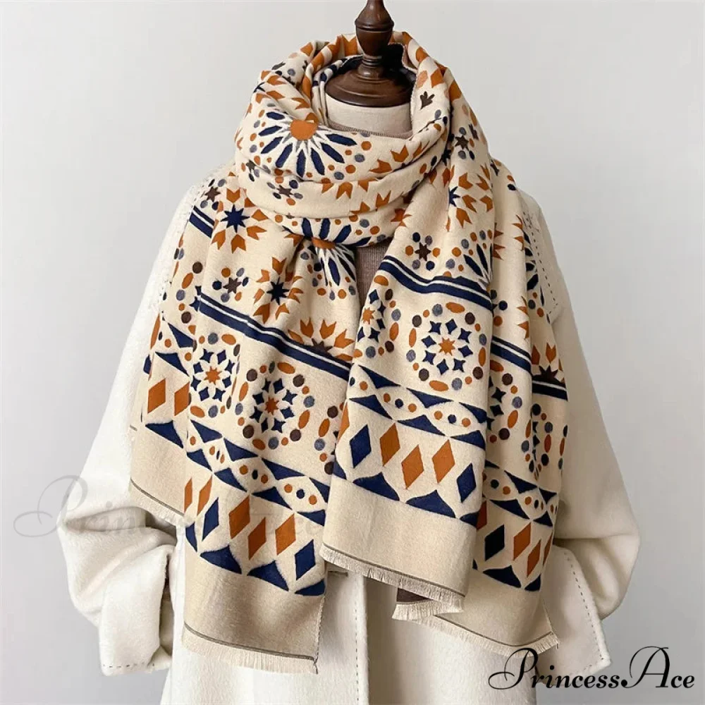 Patterned Cashmere Winter Scarf - Image 2