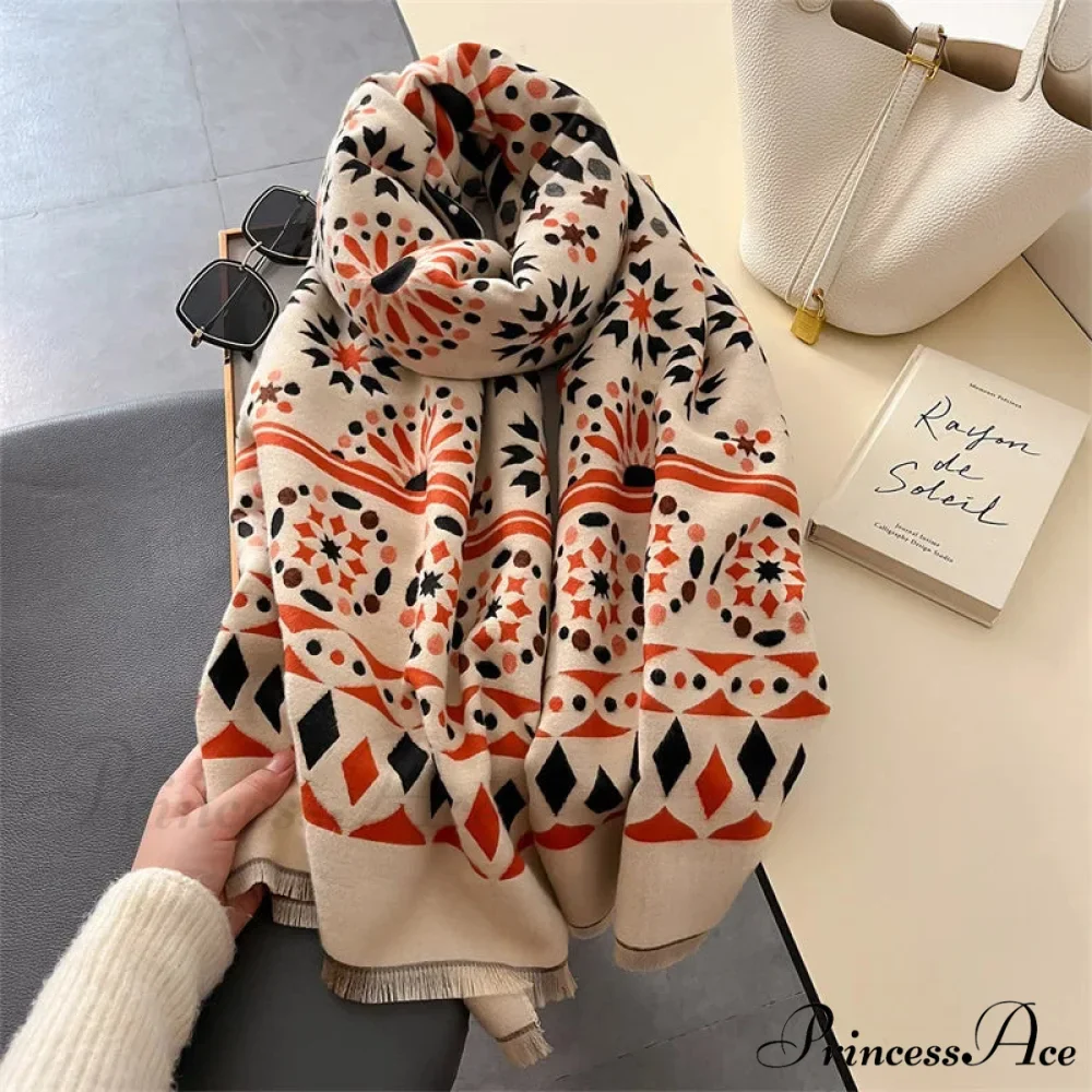 Patterned Cashmere Winter Scarf - Image 3