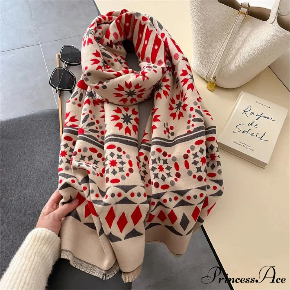 Patterned Cashmere Winter Scarf - Image 4