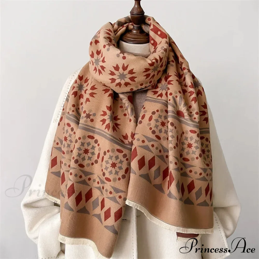 Patterned Cashmere Winter Scarf - Image 5