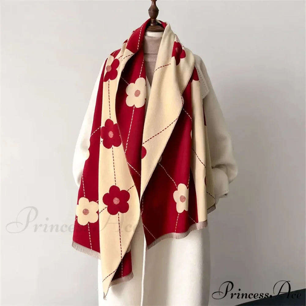 Patterned Cashmere Winter Scarf - Image 6