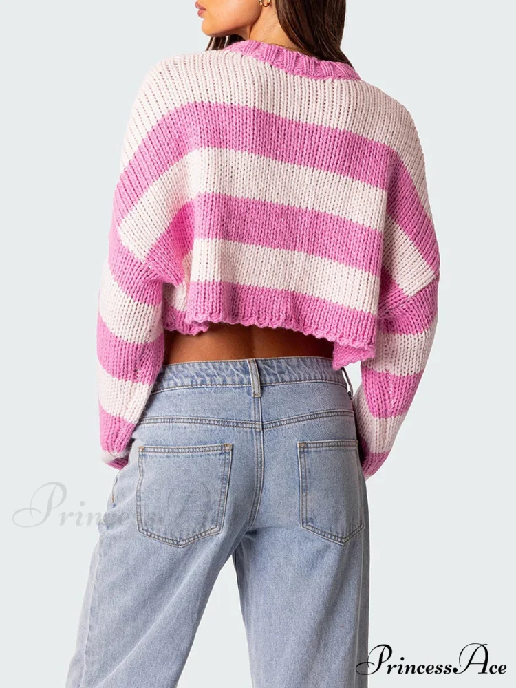 Patterned Crew Neck Baggy Jumper - Image 6