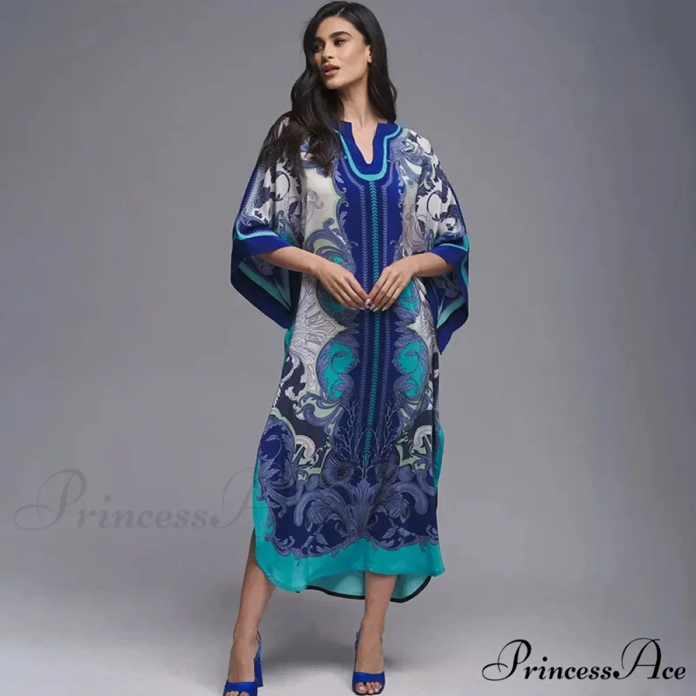 Patterned Flowy Kimono Bohemian Seaside Cover up - Image 3