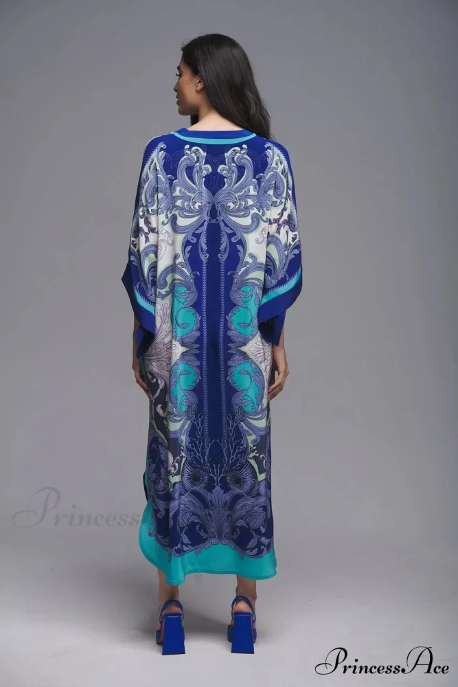 Patterned Flowy Kimono Bohemian Seaside Cover up - Image 4