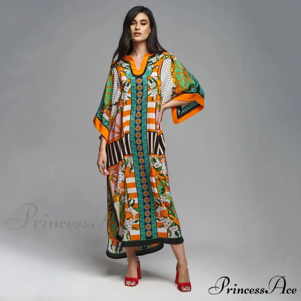 Patterned Flowy Kimono Bohemian Seaside Cover up - Image 5