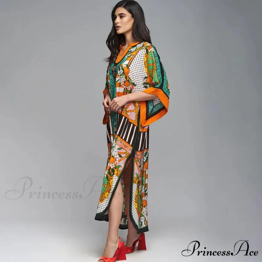Patterned Flowy Kimono Bohemian Seaside Cover up - Image 6