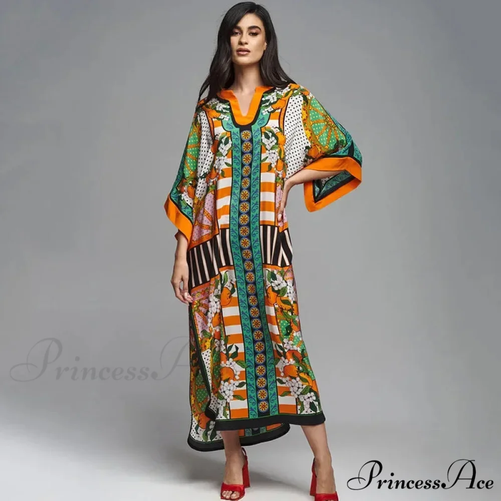 Patterned Flowy Kimono Bohemian Seaside Cover up - Image 7
