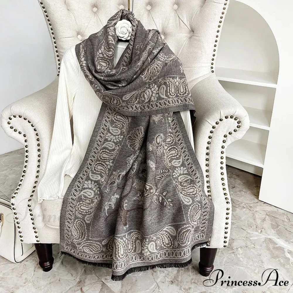 Patterned Jacquard Pashmina Scarf - Image 8