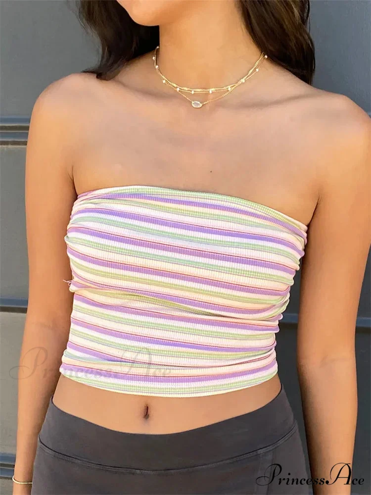 Patterned Off Shoulder Bandeau Cropped Top - Image 4