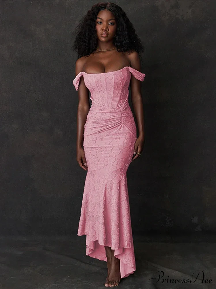Patterned Off Shoulder Mermaid Holiday Dress - Image 4