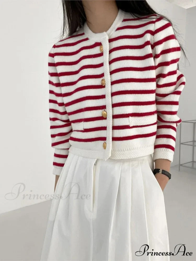 Patterned Print Cropped Baggy Knit Cardigan - Image 6