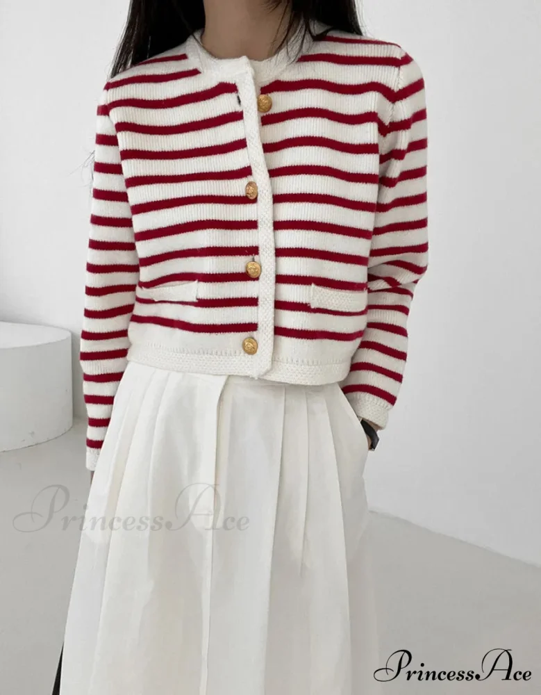 Patterned Print Cropped Baggy Knit Cardigan - Image 8