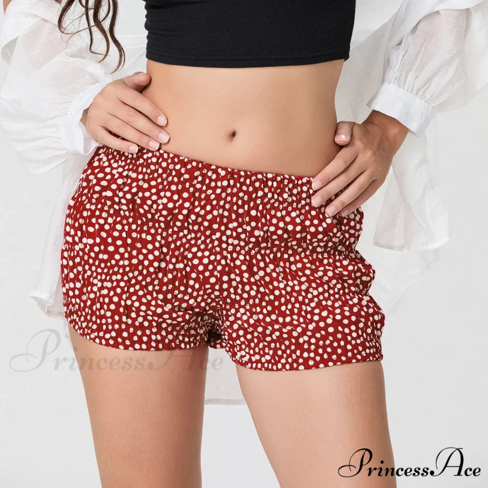 Patterned Printed Gathered Stretchy Waist Short - Image 2