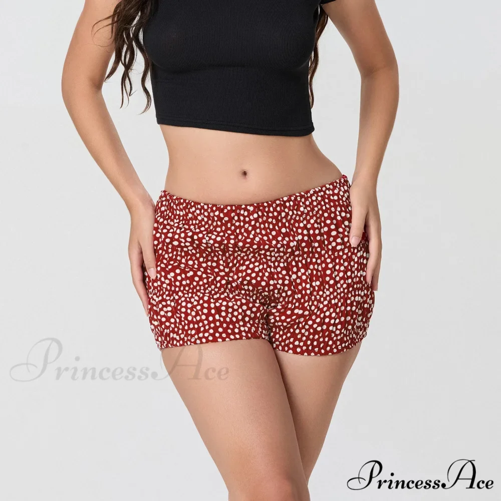 Patterned Printed Gathered Stretchy Waist Short - Image 3