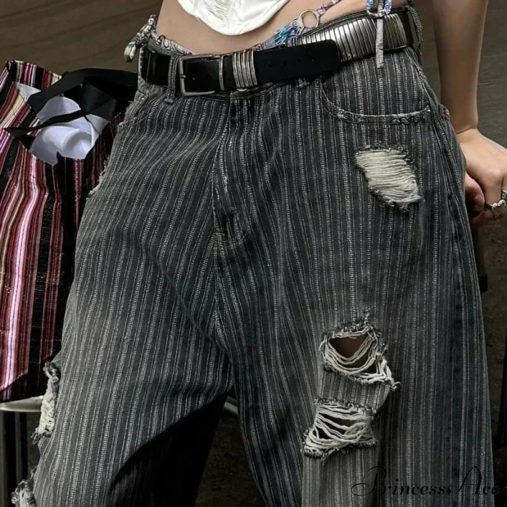Patterned Retro Early 2000s Women Denim Trousers - Image 3
