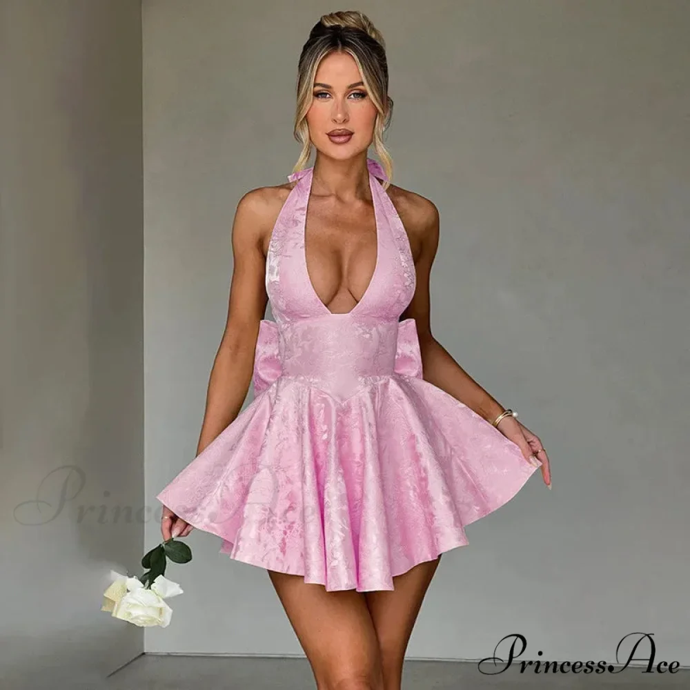 Patterned Ribbon Waist Wrap Holiday Dress - Image 3