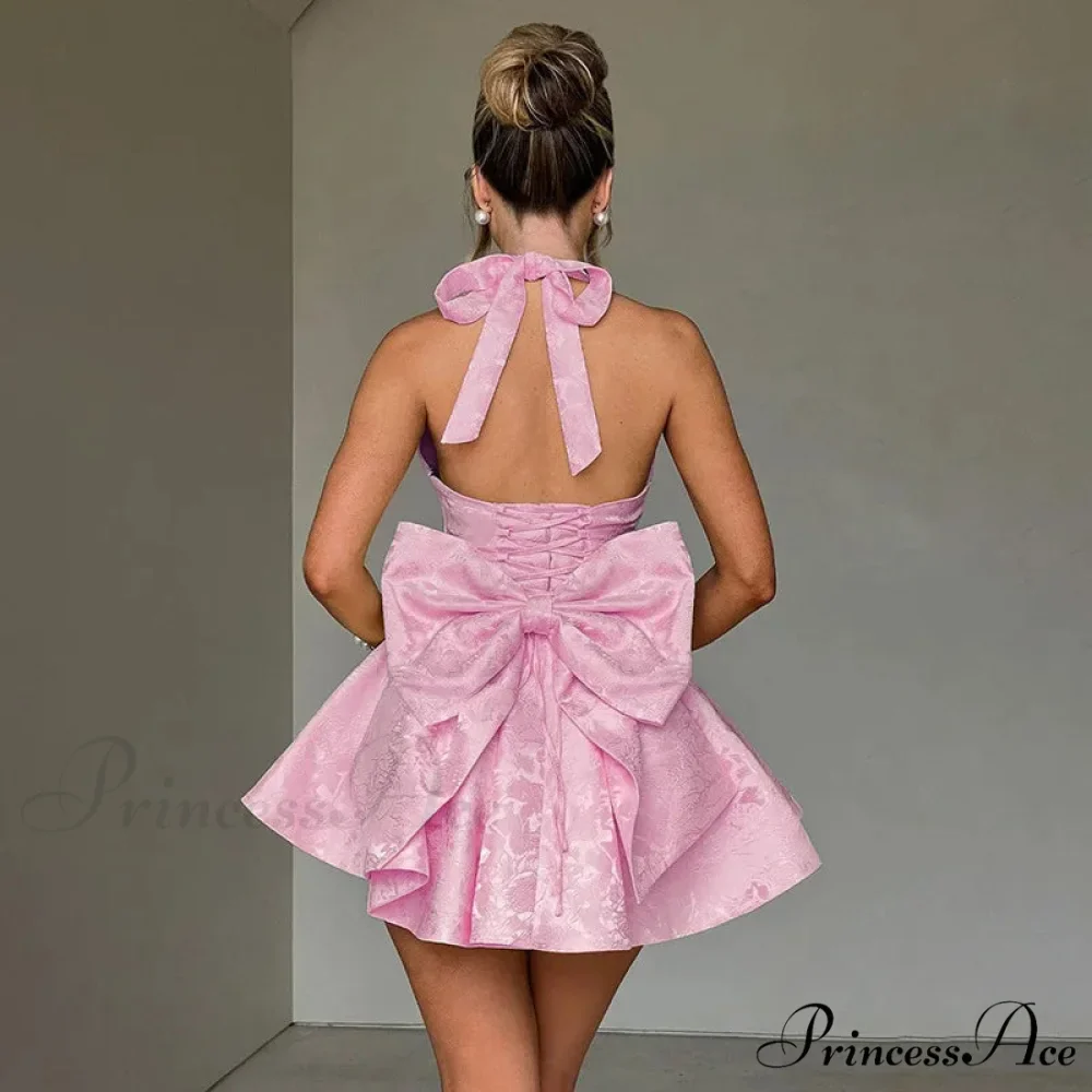 Patterned Ribbon Waist Wrap Holiday Dress - Image 4