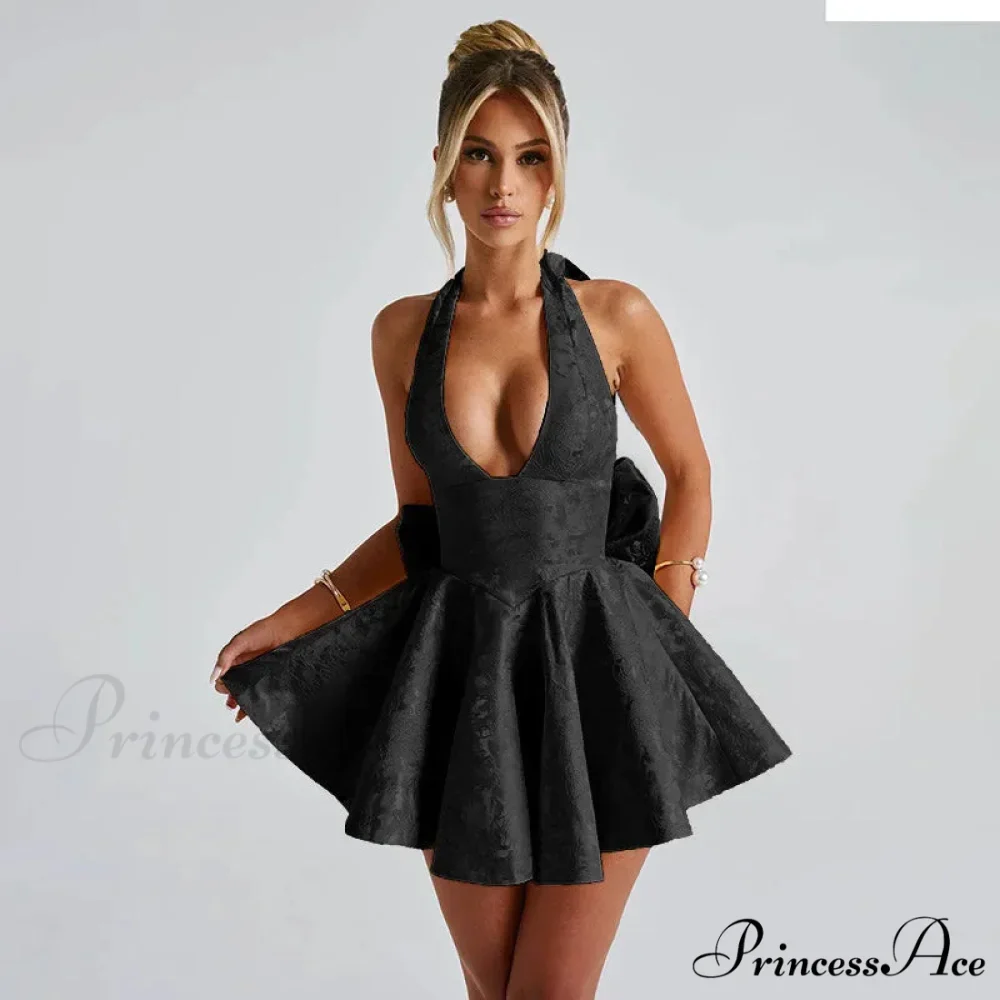 Patterned Ribbon Waist Wrap Holiday Dress - Image 5
